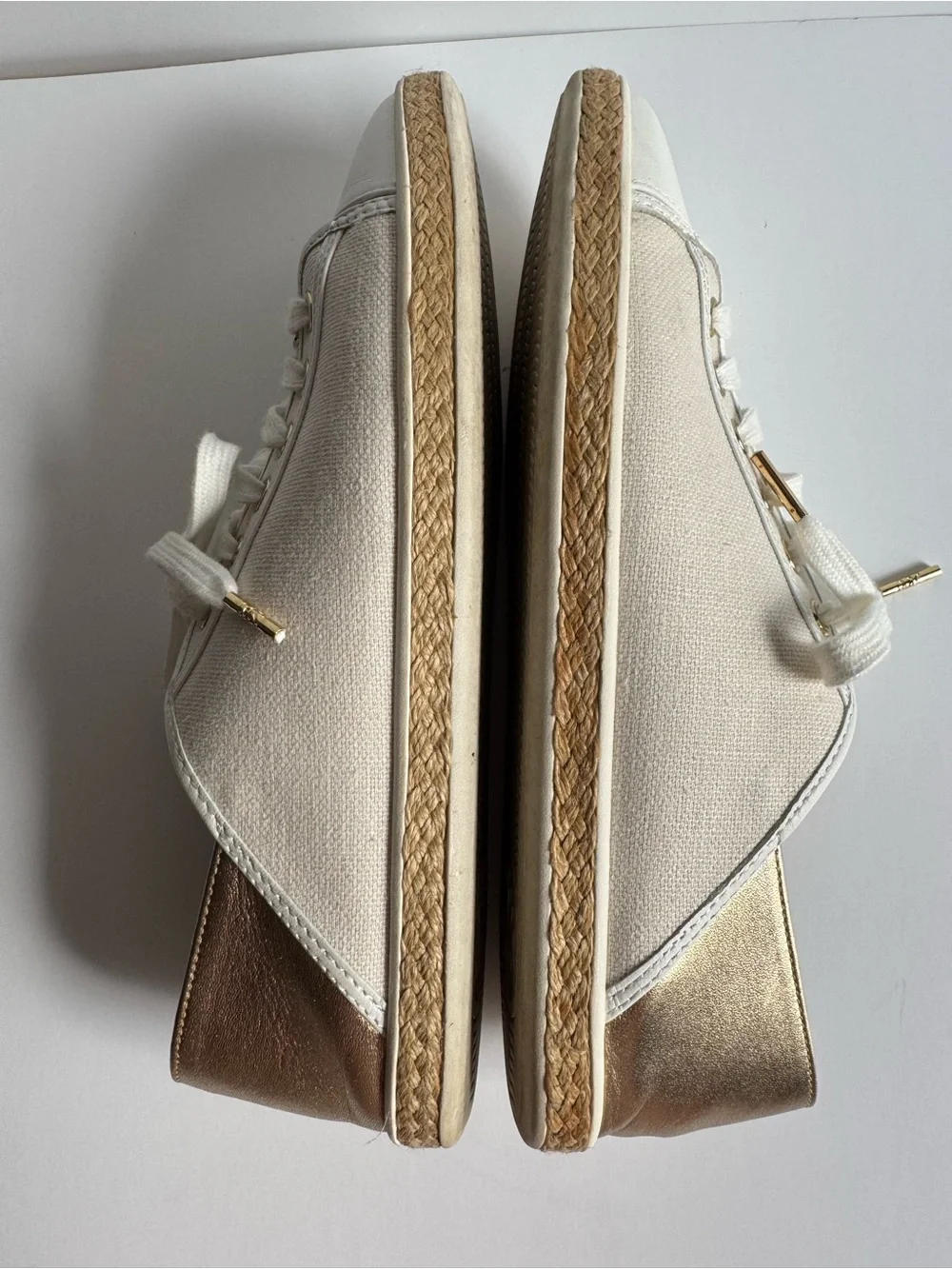 Michael Kors Cream and Gold Lace-Up Sneakers